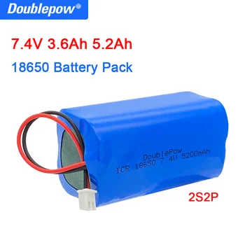 Sākotnējā Doublepow 18650 litija baterija, 7.4 v 3600/5200mAh uzlādējamie akumulatori megaphone skaļrunis aizsardzības pārvalde