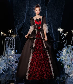 18. Gadsimta Melnās Karaļa galmā Retro Apģērbs Baroka, Renesanses Vintage Iedvesmoja Rokoko Marie Antoinette Kostīmu Balles Kleita