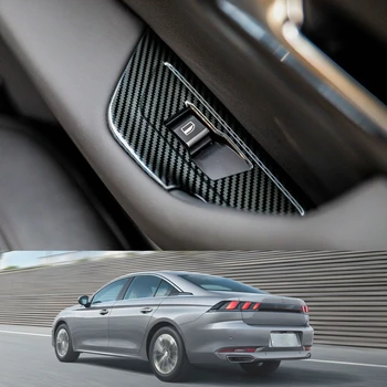 Auto Piederumi 2019 Peugeot 508 Nerūsējošā Tērauda, Oglekļa Šķiedras,ABS Chrome Logs Paceļas Vāks Stikla Maiņa