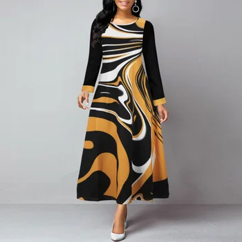 2023 Āfrikas Kleitas Sievietēm Vasarā, Rudenī Ilgi Maxi Kleita O-Veida Kakla Sexy Modes Drukāt Garām Piedurknēm Kleita Āfrikas Apģērbi
