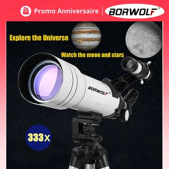 BORWOLF 40070 Profesionāli Augstas izšķirtspējas Astronomisko Teleskopu 333X, Lai Redzētu, Mēness un Zvaigznēm, Putnu Vērošana Monokulāri