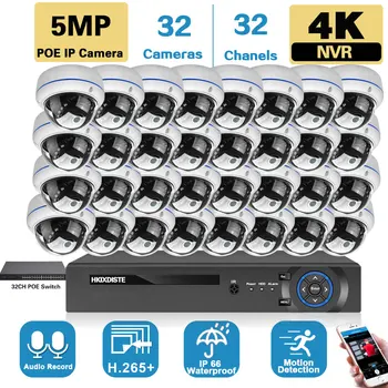 4K 32CH POE VRR Komplekts Audio Ieraksts Mājas Drošības Kameru Sistēmas 5MP Āra IP Dome Kamera Video Novērošanas Sistēmas Komplekts 32 Kanāls