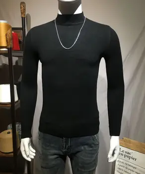 MRMT 2023 Pavisam Jaunu Stila Vīriešu apģērbi Pusi-Bruņurupucis-Kakla Džemperis Bāzes Krekls korejiešu stila Tendenci Modes vienkrāsainu garām piedurknēm