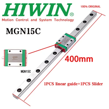 JAUNU HIWIN Sākotnējā Patiesu MGN15 MGN15C Miniatūras, Lineārie Guide Dzelzceļa 400mm MGN15 Lineārie Guide+MGN15C Slīdni Bloks 3D Printeri