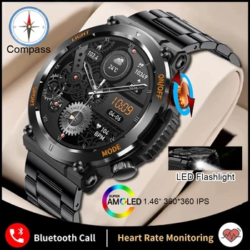 2023 Jaunu Āra smartwatch vīriešiem BT Zvanu 1.46 collu kompass Sirds ritma monitors miega tracker pulksteņi 123+ sport režīmā Skatīties Vīrieši