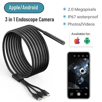 3 in1 Endoskopu Pārbaudes Kameras USB auto Endoskopu Borescope IOS Endoskopu, Tipa-C IOS Smart Iphone IP67 Waterproof