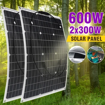 Saules Panelis 18V 300W 600W PET Elastīgu Saules Sistēma Saules Paneļu Komplekts Pilnīgu RV Auto Akumulatoru Saules Lādētājs Mājās, Āra RV