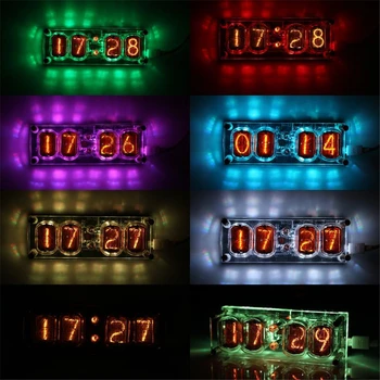 IN12 Mirdzumu Caurules Diennakti Septiņas krāsu RGB LED DS3231 Nixie Pulksteni-12B GADĀ-12 Mirdzumu Caurules Pulkstenis 4-bitu Integrēta 