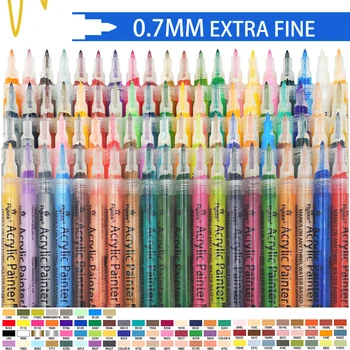 80 Krāsas, Akrila Krāsas Pildspalvu Komplekts Ūdens bāzes 0.7 mm Papildus naudas Sodu Padoms Akrila Krāsas Pildspalvas Marķieri Komplekts Akmeņiem, Glezna Mākslas Piederumi