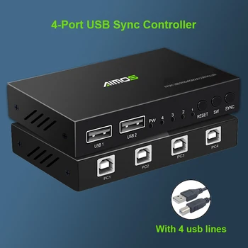4 USB Porti KVM Komutatoru Sadalītāja Kastē 4 GAB Slēdzis Sadalītāja Koplietošanas Printeri Klaviatūras Peles PC Switch Box Video Displeju