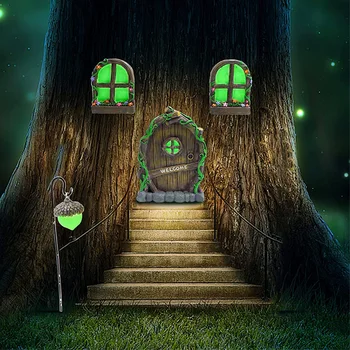 Dārza Elfi Sveķu Gaismas Koku Gariem Durvju un Logu Komplekts Kulons Radošo Āra Dārza Pagalmā Koku Piekārtiem Rotājumi