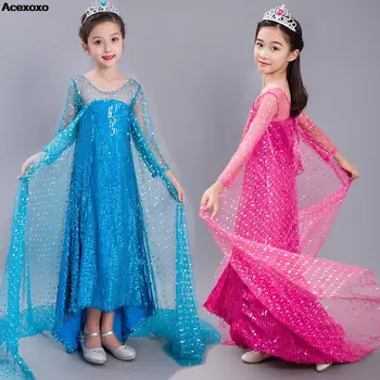 Vasarā jaunu sieviešu modes gadījuma bērnu kleita sequin Elsa bērniem princese kleita