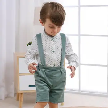 Baby Boy Apģērbs Uzstādīt Bērns Ar Garām Piedurknēm Polka Dot Krekla, Zeķu Bikses Ikdienas Apģērbs Apģērbs Zīdaiņiem Samta Spāņu Boutique Apģērbs
