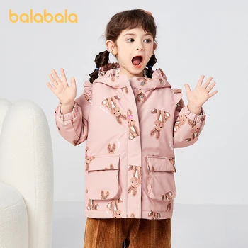 Balabala Toddler 2023 Meitene [Wangwang Komanda IP] Kokvilnas Mētelis Silta Jaka, Rudens Ziemas Modes Salds Jaka