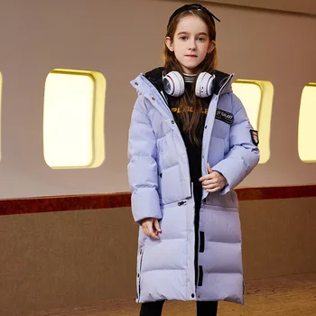 Ziemas 2023 modes jauns bērnu dūnu jaka Meitenei baltu kapuci pagarināt silts mētelis Ūdensizturīgs eiderdown mētelis zēniem 90%