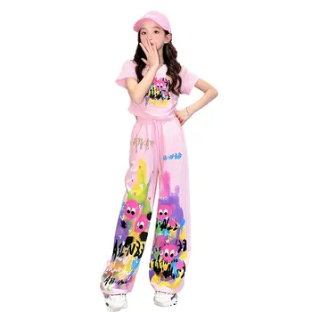 Vasarā Meitenes Apģērbu Komplekts Kultūraugu Top + Bikses Karikatūra 2 Gabali Casual Stila Apģērbam, Bērnu Pusaudžu Meiteņu Apģērba 10 11 12 14Years