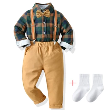 Modes Pleds Puika Džentlmenis, Uzvalks, Krekls Ar Bowtie Zeķu Bikses Komplekti, Dzimšanas Dienas Svinības Skaists Bērniem Zēnu Apģērbi