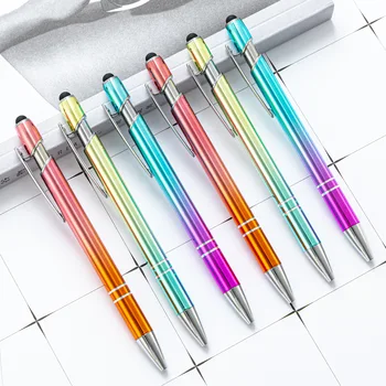 20Pcs/Daudz Slīpumu, Metāla Krāsas Pildspalvu vairumtirdzniecības slīpumu, alumīnija Lodīšu pildspalvu drukāt logo touch screen metāla lodīšu pildspalva