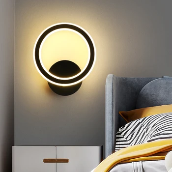 Mūsdienu LED Sienas Lampa Radošo Personalizēto Dizainu Guļamistabas Gultas Dzīvojamā Istaba Eju Apaļas un Kvadrātveida Gaitenis Alumīnija Gaismas