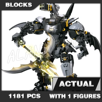 1181pcs Super Cīnītājs BatMech Black Robots Locītavas Kustamo garāžas Platformas Bāzes 7143 Celtniecības Bloki Rotaļlietas Saderīgs Ar Modeli