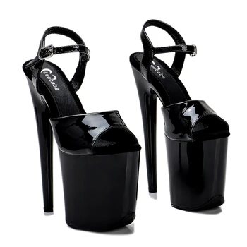 Leecabe Jaunu Melnā stila augstpapēžu sandales 20cm sexy modelis pole deju kurpes Sandales kurpes
