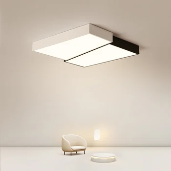 Guļamistaba gaismas LED griestu gaismas Ziemeļvalstu dzīvojamā istaba galvenais gaismas melnā un baltā krāsā minimālisma square numurā studiju gaismas armatūra
