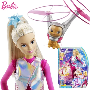 Sākotnējā Barbie Zvaigžņu Gaismu Piedzīvojumu, kas Peld Pet Bērnu Komplekts Barbie Lelle, Rotaļlietas Meitenēm Juguetes Princese Meitene Lelles Postenis Spīdīgi Mati