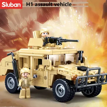 Sluban Celtniecības Bloku Rotaļlietas Armijas Hummer H2 Militārās Sērija 265PCS Ķieģeļi B0837 Compatbile Ar Vadošajiem Zīmoliem, Celtniecības Komplekti