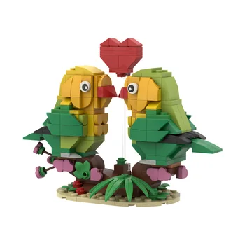 Valentīna Dāvanas Lovebirds Yuanyang Mandarīnu Pīle Celtniecības Bloki Komplekts Jauki Pulksteņa Sirds Apkopot Ķieģeļu Modelis DIY Mazulis, Rotaļu