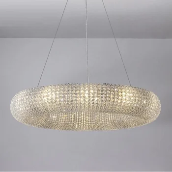 LED pendant lampas Luksusa Kristāla Dzīvojamā Istaba Gredzenu Modernā Viesnīca Projektēšana Vienkāršu Ziemeļvalstu Dekoratīvās Lampas