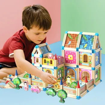 Bērnu Rotaļlietas, Liela Izmēra Koka Bloku Radošs Meistars, Arhitektūra, Celtniecības Bloki, Montessori Izglītības Rotaļlietas Bērniem, Bērnu Dāvanu
