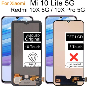 6.57 TFT Ekrāns Xiaomi Redmi 10X Pro 5G M2004J7BC LCD DisplayTouch Ekrāna Digitizer Mi 10 Lite 5G M2002J9GLCD Displejs