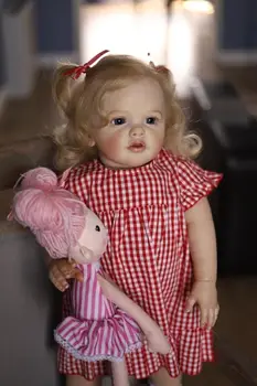 60CM ar Mīkstu Drāniņu, Ķermeņa Atdzimis Toddler Meitene Princese Puses Detalizētu 3D Glezniecība, Redzamām Vēnām Sakņojas Gari Viļņaini Blondi Mati