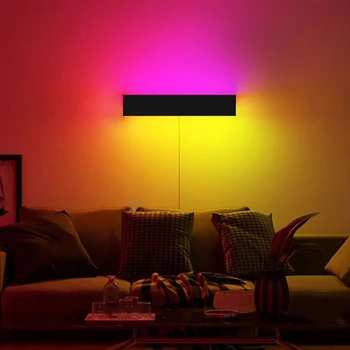 Ziemeļvalstu Melna Balta Tālvadības RGB LED Sienas Lampas Dzīvojamā Istaba Rotājumi Krāsains Sienas lampas Guļamistabas, Ēdamistaba Iekštelpu Apgaismojums