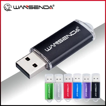 WANSENDA USB Flash Drive 32GB Pen Drive 8GB 16GB 64 GB un 256 gb Mini USB Pendrive Memory Stick 2.0 128GB Metāla U Diska
