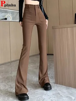 Izdilis Augsta Vidukļa Izlīdzināšanu Bikses Casual Slim Pamata Sievietēm Pantalones Korejas Modes Streetwear Spodnie Jaunas