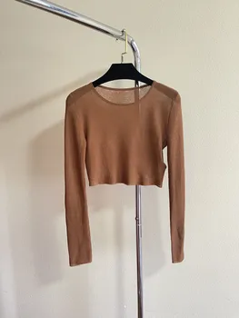 Slim fit īss trikotāžas džemperis ar modes 2023 vasarā jaunu 0413