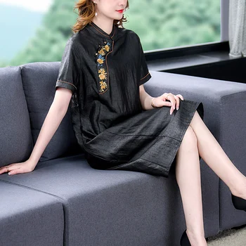 Vasarā Sievietēm 2022 Midi Vintage Kleita Melnā Izšuvumi Elegantu Balli Gadījuma Kokteilis Kleitas Oficiālu Korejas Modes Vestiti Donna