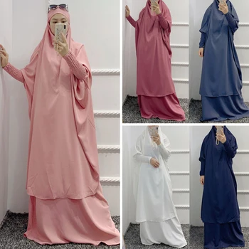 Sieviešu Lūgšanas Apģērba 2 Gabals, Kas 2023 Ramadāna Eid Kapuci Khimar Jilbab Islāma Apģērba Abaya Kleita, Hijab Niqab Kaftan Drēbes Kleita