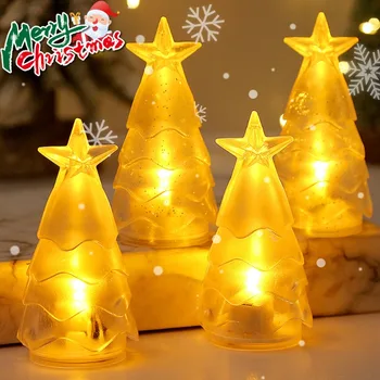Ziemassvētku Dekorācijas, Ziemassvētku Eglītes, Caurspīdīga Kristāla Nakts Gaisma Elektroniskā Svece Sadzīves Atmosfēru Izkārtojumu Ornaments