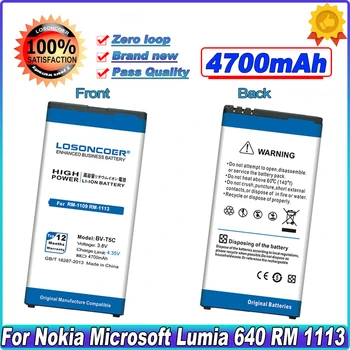 LOSONCOER 4700mAh BV-T5C Akumulatoru Microsoft Nokia Lumia 640 Akumulators MR-1109 RM-1113 RM-1072 BV T5C 1113 1073 Dual 1077 BVT5C
