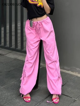 Kravas Bikses Sieviešu Ikdienas Baggy Taisni Aukliņu Instrumenti Bikses Y2k Augsta Vidukļa Dodas Kājām Bikses Streetwear Sieviešu Apģērbs