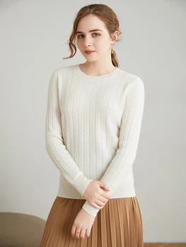 Rudenī un ziemā, apaļu kakla kašmira džemperis sieviešu svītrains džemperis visu maču garām piedurknēm, vilnas zemāko krekls plāna sadaļu