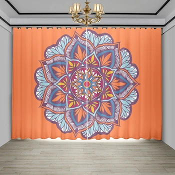 Jaunu Krāsu Mandala Ziedu Bohēmas Stils 65% Aptumšošana Plānas Aizkaru Guļamistabas Dzīvojamās Istabas Logu Aizkaru 2Pieces