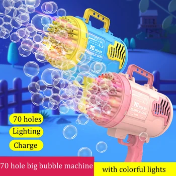 Uzlādējams Burbulis Pistoli Raķešu 69/70 Caurumu Burbuļu Mašīna Lielgabals Launcher Formas Automātisko Putu Ziepes, Rotaļlietas, Bērnu Rotaļlietas, Dāvanu