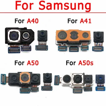 Oriģinālās Aizmugures Priekšējo Kameru Samsung Galaxy A40 A41 A50 A50s Frontālās Selfie Muguru Aiz Kameras Modulis Rezerves Daļas
