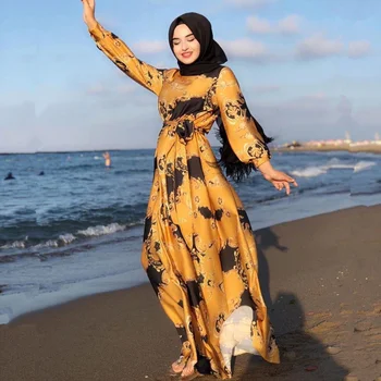 SUJYing Jaunu Modes Pavasara Un Vasaras 2023 Jaunu Musulmaņu Sieviešu Drukāt Mežģīnes-up Modes Slim Kleita