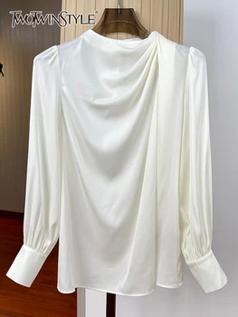 TWOTWINSTYLE Minimālisma Krekli Sievietēm Apaļu Kakla garām Piedurknēm Gadījuma Brīvs Džemperis Blūze Sieviešu Modes un Stila Apģērbu 2023