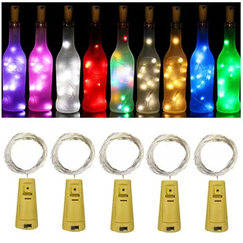 6pcs Ziemassvētku Lampas String Vīna Pudele Gaismas ar Korķa Vara Stieples Gaiši Pasaku Lampas Dzimšanas dienas svinības Dekors LED Kāzu Dekorēšana