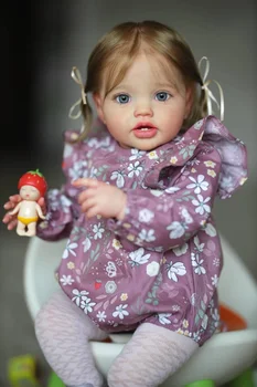 24Inch Atdzimis Toddler Lelle mūna (lottie Princese Meitene dabīgas Mīkstas 3D Ādas Daudzas Detaļas Vēnās Roku darbs Mākslas Lelle ar Roku Saknes Matiem